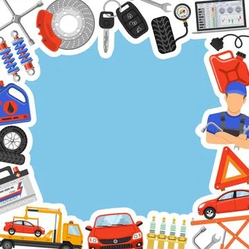 Car Service Frame Stock Illustration