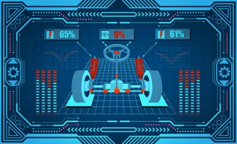 Car service. Graphic interface in a stylized frame. Diagnostic alignment of w Stock Illustration