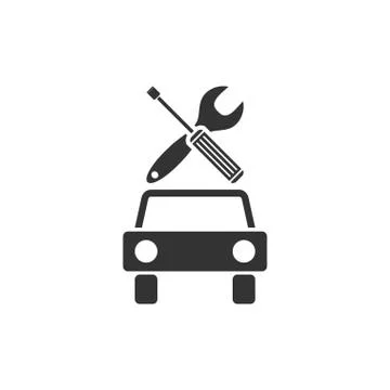 Car service icon flat Illustrazione stock