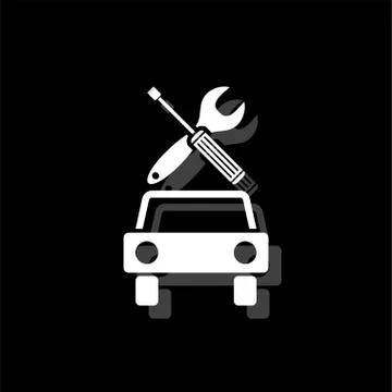 Car service icon flat Illustrazione stock