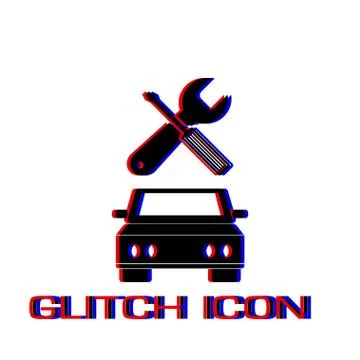 Car service icon flat Stock Illustration
