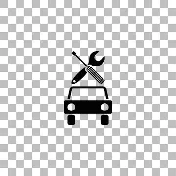 Car service icon flat Stock Illustration