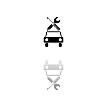 Car service icon flat Stock Illustration