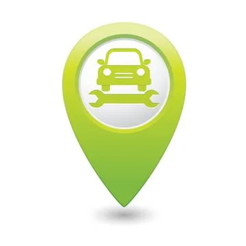 Car service icon on green pointer Stock Illustration