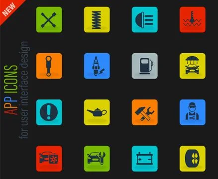 Car service icon set Illustrazione stock