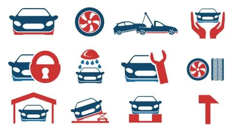 Car service maintenance icon set Stock Illustration