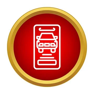 Car service mobile application icon on red background 스톡 일러스트