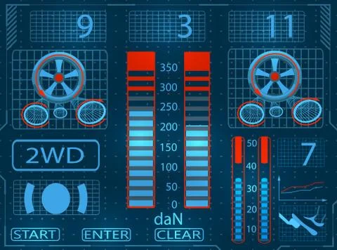 Car service. Scanning. Graphical interface close-up. Checking the ellipticity Stock Illustration