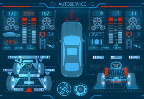 Car service. Scanning. Graphical interface. Ellipticity and alignment of the  Stock Illustration