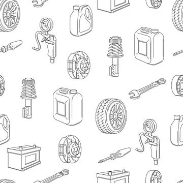 Car service seamless pattern. Auto center repair background for advertising with Stock Illustration