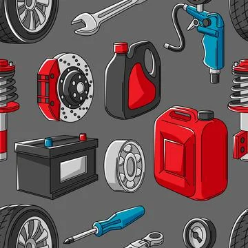 Car service seamless pattern. Auto center repair background for advertising with Stock Illustration
