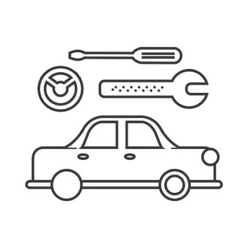 Car service sign vector line icon, sign, illustration on background, editable Stock Illustration