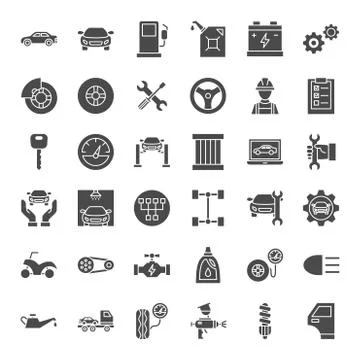 Car Service Solid Web Icons Stock Illustration
