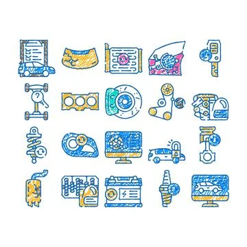Car service technical maintenance icon hand drawn Illustrazione stock