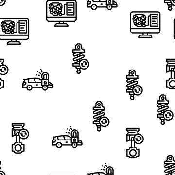 Car Service Technical Maintenance Vector Seamless Pattern Stock Illustration