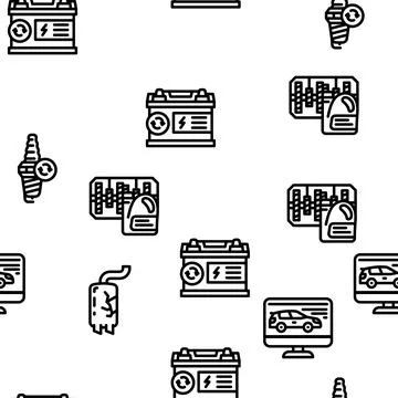 Car Service Technical Maintenance Vector Seamless Pattern Stock Illustration