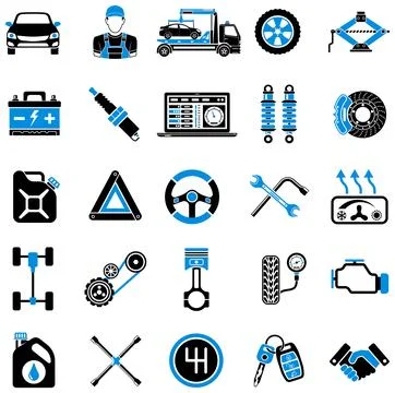 Car Service Vector Icons Set 库存插图