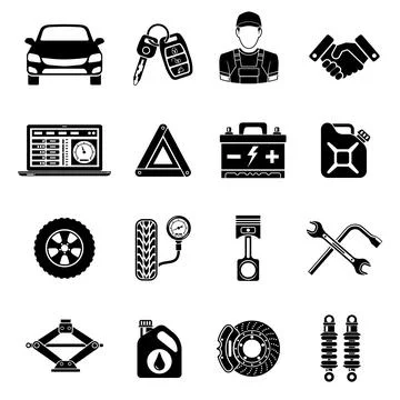 Car Service Vector Icons Set Stock Illustration