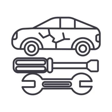 Car service vector line icon, sign, illustration on background, editable strokes Stock Illustration