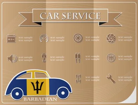Car service,made from the flag of Barbadian, vector illustration Stock Illustration