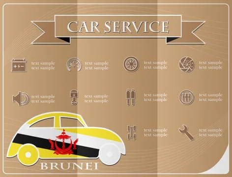 Car service,made from the flag of brunei, vector illustration Stock Illustration