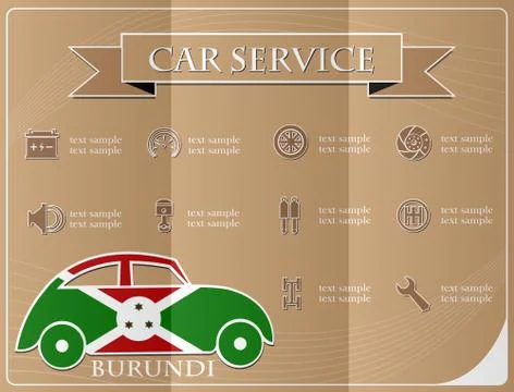 Car service,made from the flag of burundi, vector illustration Illustrazione stock