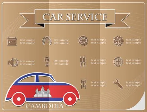 Car service,made from the flag of Cambodia, vector illustration Stock Illustration