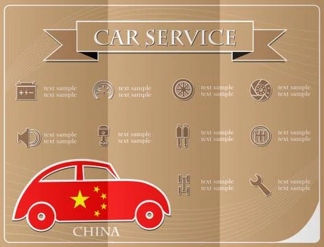 Car service,made from the flag of China, vector illustration Stock Illustration