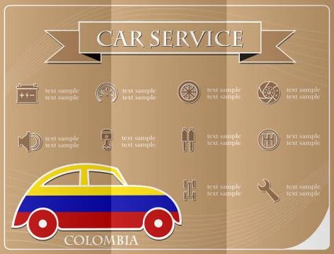 Car service,made from the flag of colombia, vector illustration Stock Illustration