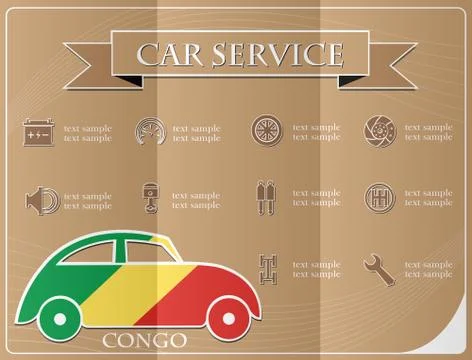 Car service,made from the flag of Congo, vector illustration Stock Illustration
