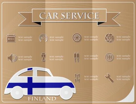 Car service,made from the flag of Finland, vector illustration Stock Illustration