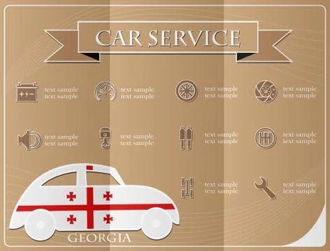 Car service,made from the flag of Georgia, vector illustration Stock Illustration