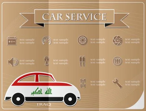 Car service,made from the flag of Iraq, vector illustration Stock Illustration