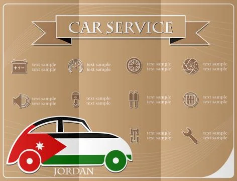Car service,made from the flag of Jordan, vector illustration Illustrazione stock