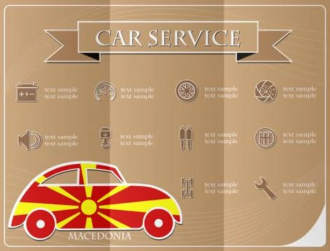 Car service,made from the flag of Macedonia, vector illustration Stock Illustration
