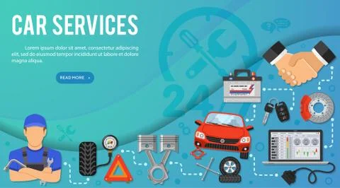 Car Services Banner Stock Illustration