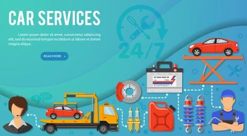 Car Services Banner Stock Illustration