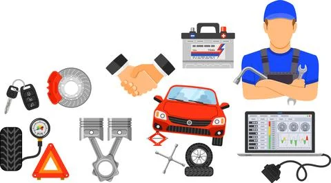 Car Services Banner 库存插图