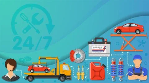 Car Services Banner Stock Illustration