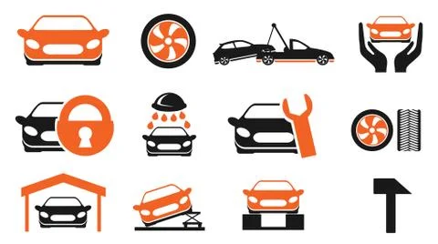 Car services icon set Stock Illustration