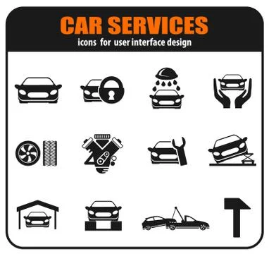 Car services icon set Stock Illustration