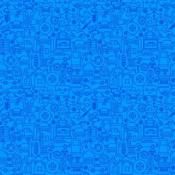 Car Services Line Seamless Pattern Illustrazione stock
