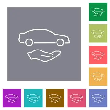 Car services outline square flat icons Stock Illustration