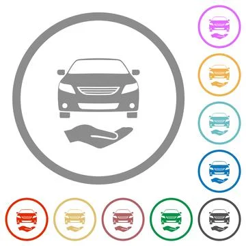 Car services solid flat icons with outlines Stock Illustration