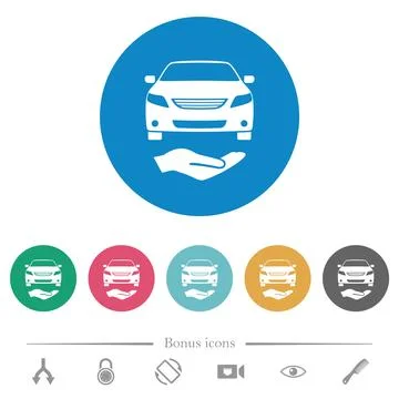Car services solid flat round icons Stock Illustration