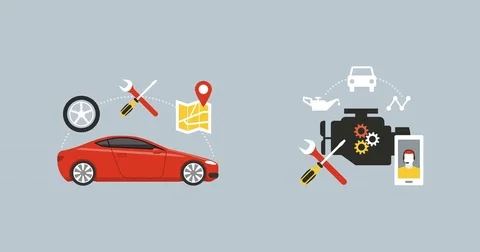 Car servicing and assistance Vídeo Stock 81248190