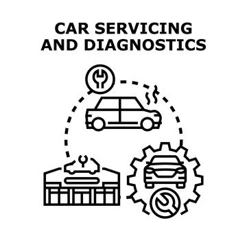 Car servicing and diagnostics concept vector illustration Stock Illustration