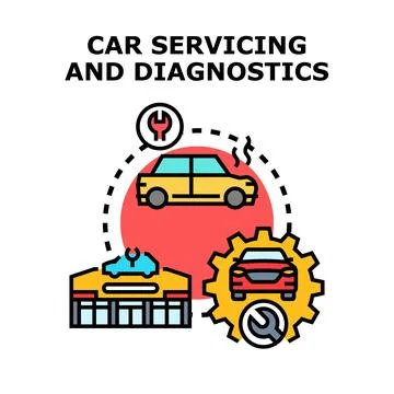 Car servicing and diagnostics concept vector illustration Stock Illustration