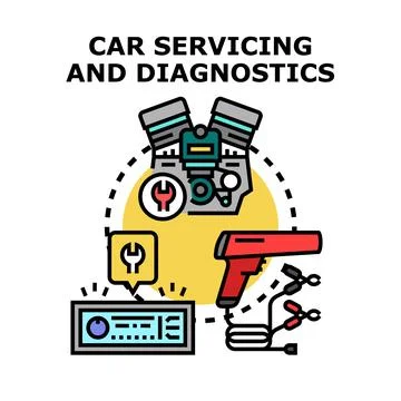 Car servicing and diagnostics icon concept illustration Stock Illustration