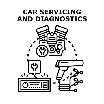 Car servicing and diagnostics icon concept illustration Stock Illustration
